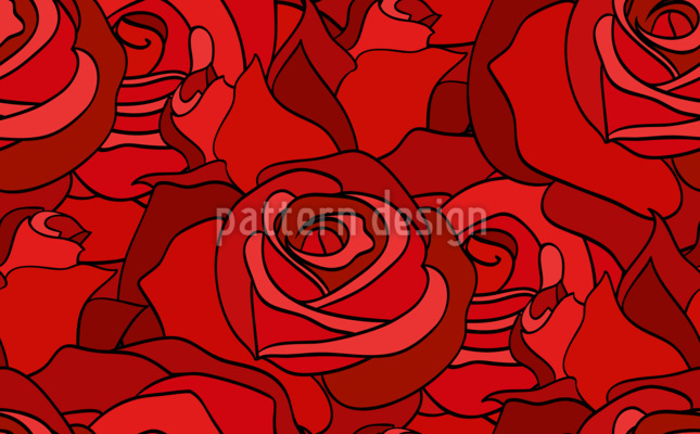Rosas rojas grandes Estampado Vectorial Sin Costura