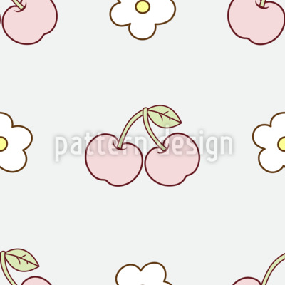 Cartone animato Cherry Bloom disegni vettoriali senza cuciture