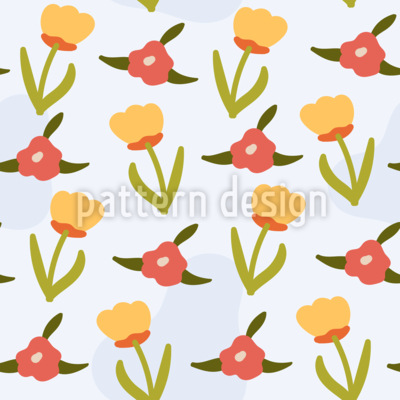 Flor caprichosa estilizada Estampado Vectorial Sin Costura