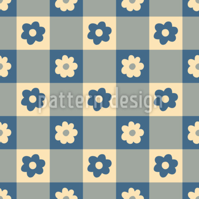 Retro-moderne bloemenruit Naadloos vectorpatroon ontwerp