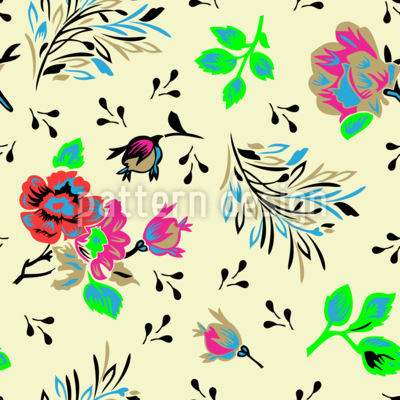 Fantastische verspreide bloemen Naadloos vectorpatroon ontwerp