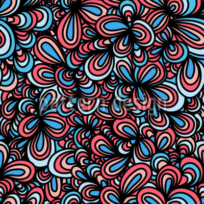 Psychedelic Doodle Swirls Seamless Vector Pattern Design