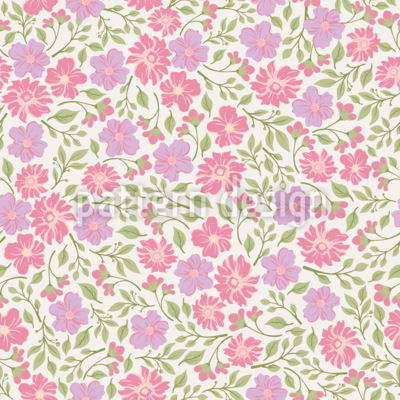 Flores primaverales por toda la superficie Estampado Vectorial Sin Costura