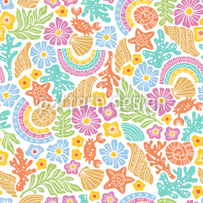 Dibujos animados de vacaciones de verano Estampado Vectorial Sin Costura