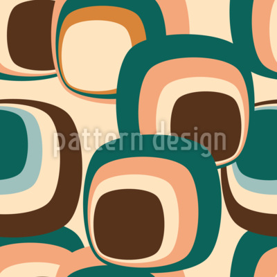 Retro afgeronde vierkanten uit het midden van de eeuw Naadloos vectorpatroon ontwerp