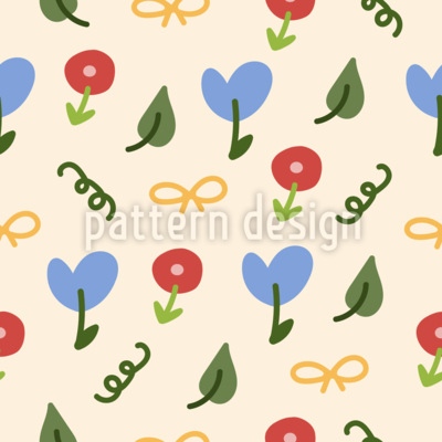 S&uuml;&szlig;e Doodle-Blumenmischung Nahtloses Vektormuster