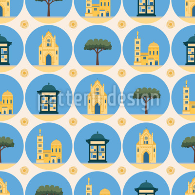 Iconos de la ciudad de Marsella Estampado Vectorial Sin Costura