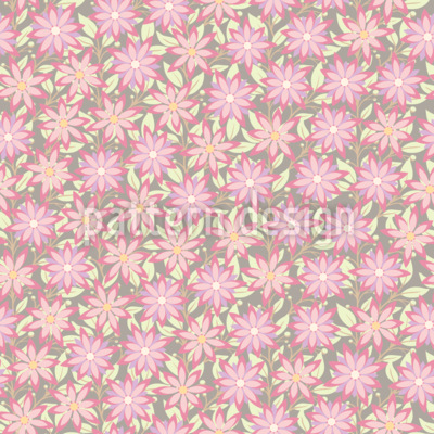 Campo de flores florecientes Estampado Vectorial Sin Costura