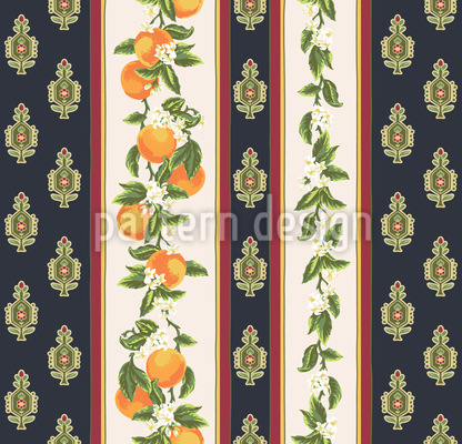 Mediterrane Zitrusstreifen Nahtloses Vektormuster