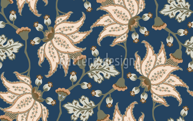 Chinoiserie vintage Floral Bloom Estampado Vectorial Sin Costura