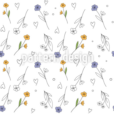 Minimal Doodle Wildblumen Nahtloses Vektormuster