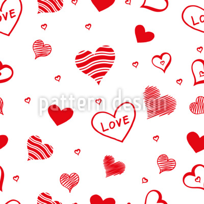 Bocetos de corazones Estampado Vectorial Sin Costura