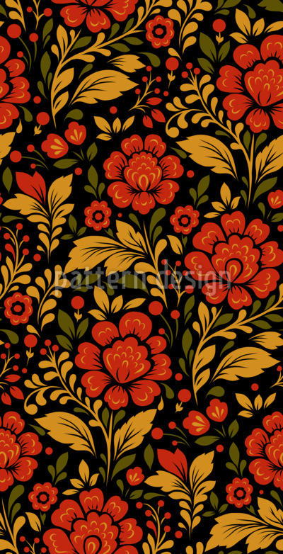 Flores eslavas Estampado Vectorial Sin Costura