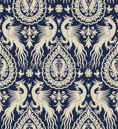 Dragones y leopardos ornamentales Estampado Vectorial Sin Costura