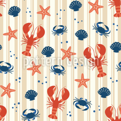 Nautische Cartoon-Streifen Nahtloses Vektormuster