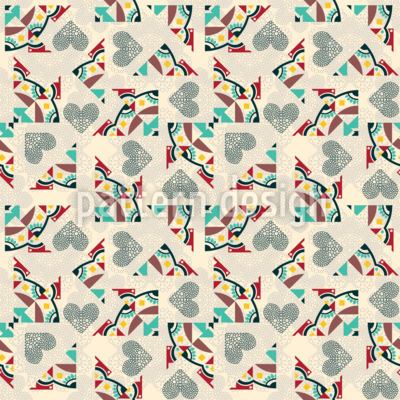 Heart Mosaic Seamless Vector Pattern Design