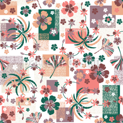 Contemporary Geometric Floral Collage Seamless Vector Pattern Design