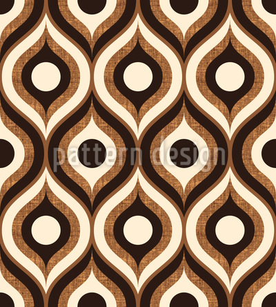 Textured Retro Ogee Ovals Seamless Vector Pattern Design