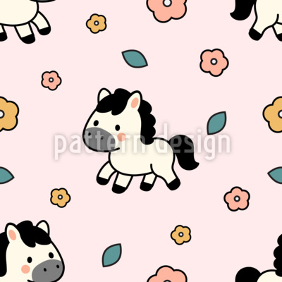 Little Pony Garden Seamless Vector Pattern Design