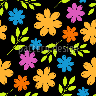 Bold Neon Floral Seamless Vector Pattern Design