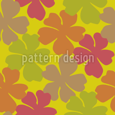Tropical Retro Flowers Seamless Vector Pattern Design