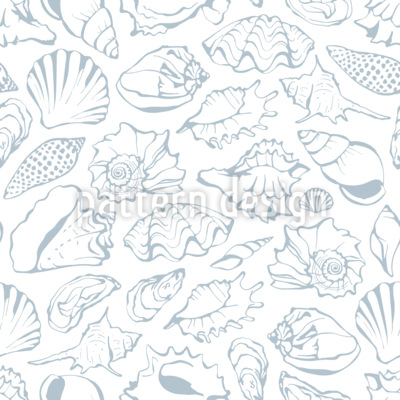 Line Art Sea Shells Seamless Vector Pattern Design