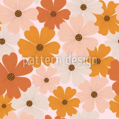 Flor Cosmos Retro Estampado Vectorial Sin Costura