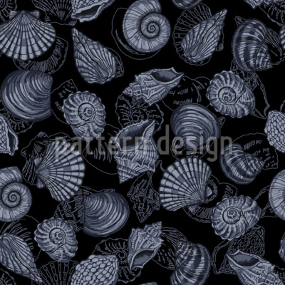 Conchas oscuras Estampado Vectorial Sin Costura