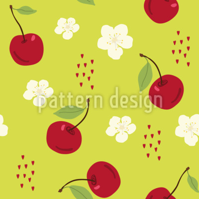 Cerezas frescas de verano  Estampado Vectorial Sin Costura