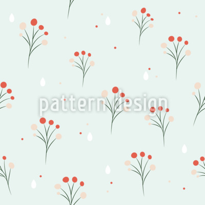 Floral Berry Branches Seamless Vector Pattern Design
