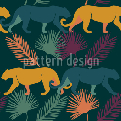 Panteras tropicales Estampado Vectorial Sin Costura