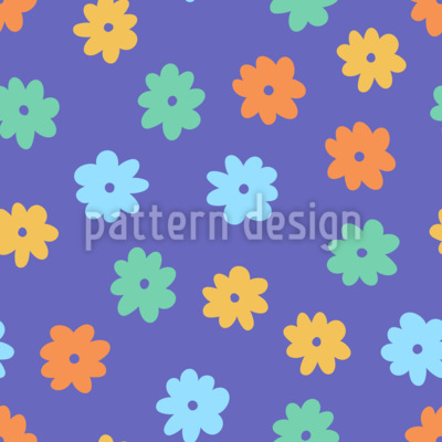 Flores retro de dibujos animados Estampado Vectorial Sin Costura