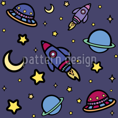 Espacio bullicioso Estampado Vectorial Sin Costura