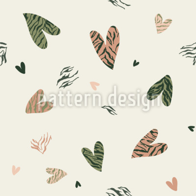 Corazones con estampado animal Estampado Vectorial Sin Costura