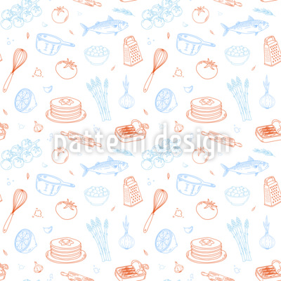 Ingredientes de cozinha e utens&iacute;lios de cozinha Design de padr&atilde;o vetorial sem costura