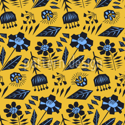 Chaotische geometrische Blumen Nahtloses Vektormuster