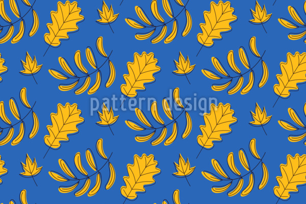 Sketched Autumnal Leaves Seamless Vector Pattern Design