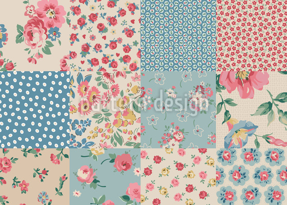 Romantisches Blumen-Patchwork Nahtloses Vektormuster