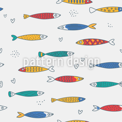 Doodle di sardine mediterranee disegni vettoriali senza cuciture