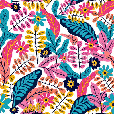 Folhas bot&acirc;nicas tropicais vibrantes Design de padr&atilde;o vetorial sem costura