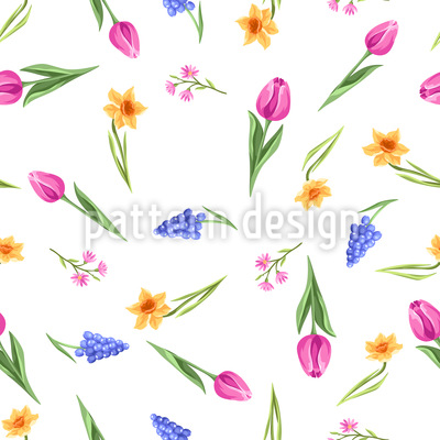Vari&eacute;t&eacute; de fleurs printani&egrave;res Motif Vectoriel Sans Couture