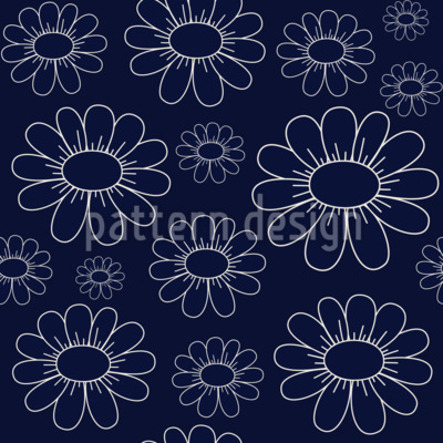 Line Art G&auml;nsebl&uuml;mchen Nahtloses Vektormuster