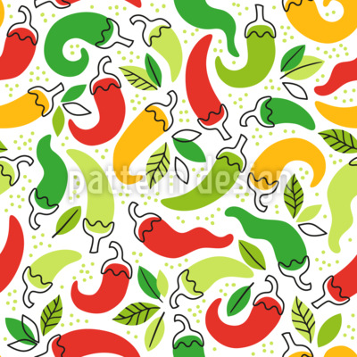 Illustrative Chilischoten Nahtloses Vektormuster