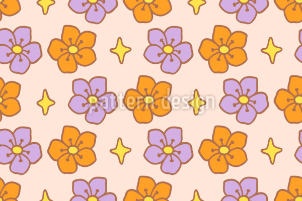 Groovy Flower Power Nahtloses Vektormuster