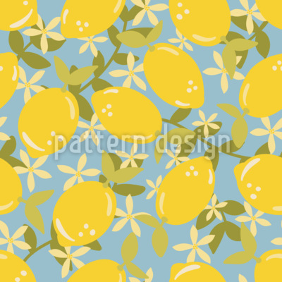 Citrons et fleurs Motif Vectoriel Sans Couture