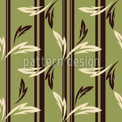 Rayas vintage con hojas Estampado Vectorial Sin Costura