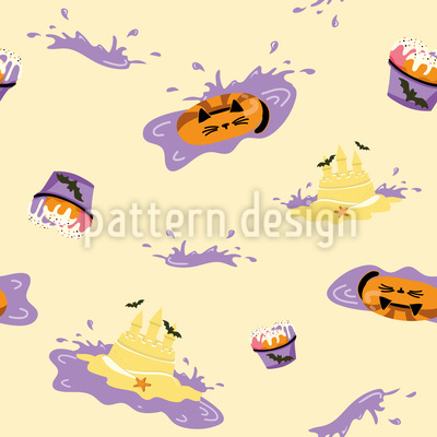 Summerween Beach Seamless Vector Pattern Design