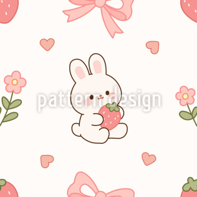 Strawberry Bunny Seamless Vector Pattern Design