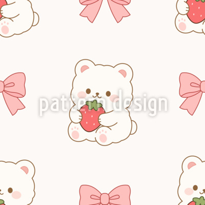 Colgante de oso de fresa Estampado Vectorial Sin Costura