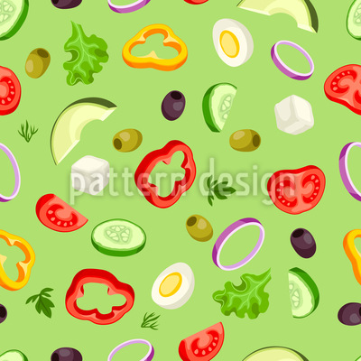 希腊沙拉食材 无缝矢量模式设计